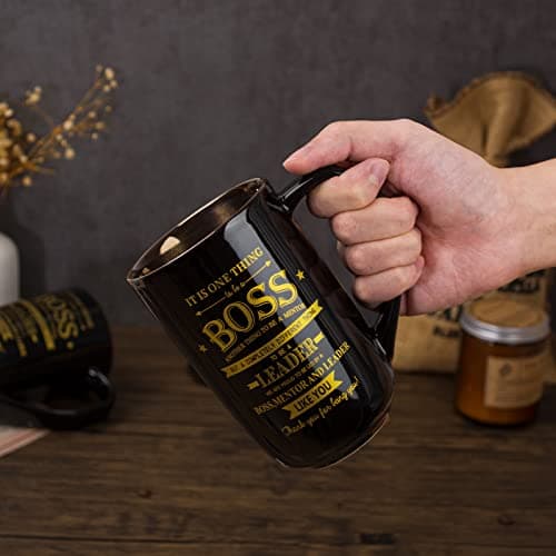 Boss Gifts - Best Bosses Day Gifts for Men Women - Funny Office Christmas Appreciation Gift for Boss Lady, Manager, Leader Female Male Birthday, Large 18 Oz Metal Glaze Ceramic Mug with Nice Gift Box