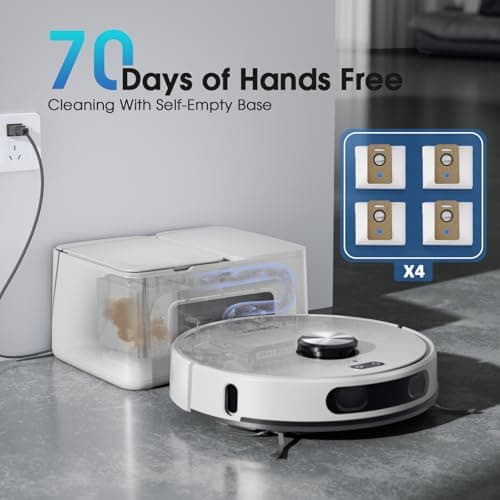 Robot Vacuum and Mop Combo, 3-in-1 Robotic Vacuums Cleaner with 70-Day Self-Emptying Base, LiDAR Navigation Smart Mapping & Strong 6000Pa Suction, for Pet Hair, Hard Floor, Carpet