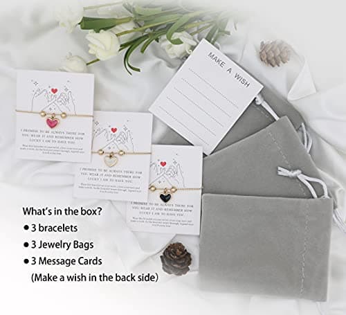 SmileBelle Christmas Gifts Best Friendship Bracelets for 2/3 Sisters Bracelets, Best Friend for Women 14K Gold Adjustable Besties Matching Bracelet, Friends Jewelry Stocking Stuffer for Women Girl