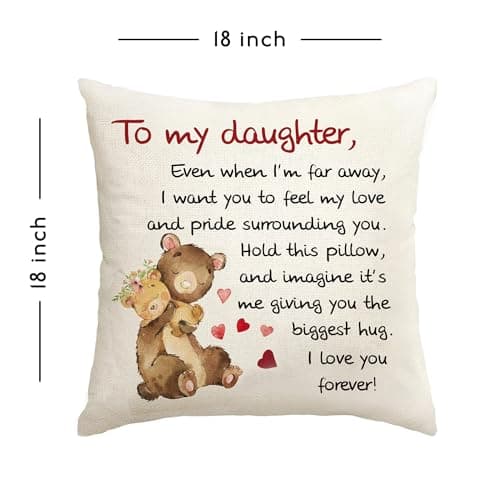 Daughter Gifts from Mom18x18 Throw Pillow Cover - Best Daughter Ever from Mom & Dad, Birthday Gifts for Daughters, to My Beloved, Decorative Pillow Case for Her, Special Occasion Keepsake