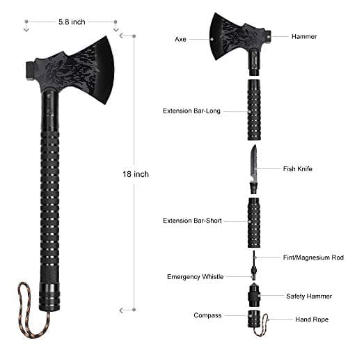 LIANTRAL Survival Camping Axe, Folding Tactical Axe Hatchet with Hammer, Nylon Sheath for Outdoor Adventures