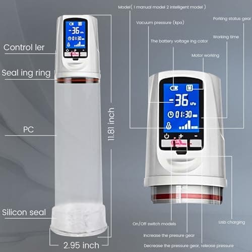 Men's Growth Pump with Strong Suction Vacuum Pump with ED Screen Powerful Electric Vacuum Pump Inch Adjustable Men's Underwear Set Training Tools to Be a Bigger Men gyh05