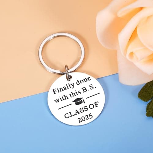 KINMES Funny College Graduation Gifts for Him Her 2025 College High School Master Degree Graduation Gifts, Senior Gift for Son Daughter Class of 2025 Keychain, Senior Night Gift for Graduate Friends