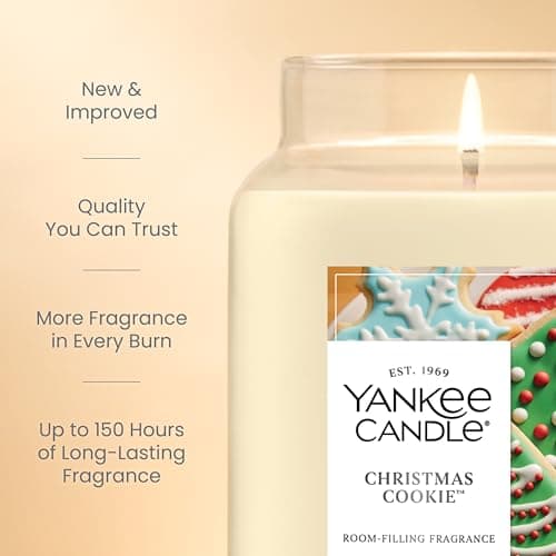 Yankee Candle Christmas Cookie, Scented Candle, 22oz Large Jar with up to 150 Hour Burn Time, Giftable, Holidays