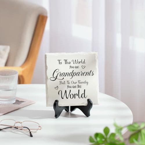 LukieJac Grandparents Gifts from Grandkids Ceramic Plaque for Grandpa & Grandma Gift Ideas Home Decor, Thanksgiving, Christmas, New Year, Grandparents Day, Wedding Anniversary and Birthday Gifts