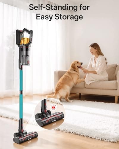 Cordless Vacuum Cleaner, 650W 55KPa 60Mins Vacuum Cleaners for Home, 8-in-1 Stick Vacuum with Charging Dock Station, Powerful Suction, Rechargeable, Versatile for Carpet, Hard Floor, Pet Hair
