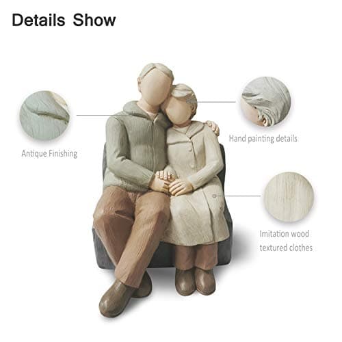 Couple Anniversary Sculpted Hand-Painted Figure Gifts Husband and Wife Wedding Figurine Gift, Happy 10th - 80th Anniversary Statue for Him and Her Together