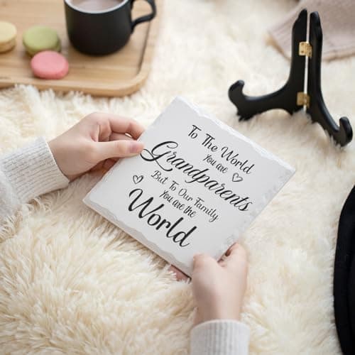 LukieJac Grandparents Gifts from Grandkids Ceramic Plaque for Grandpa & Grandma Gift Ideas Home Decor, Thanksgiving, Christmas, New Year, Grandparents Day, Wedding Anniversary and Birthday Gifts