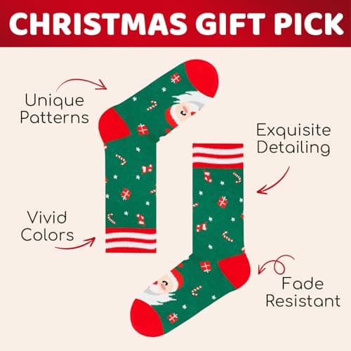 HAPPYPOP Christmas Socks for Kids Adult - Xmas Socks Stocking Stuffers for Boys Girls