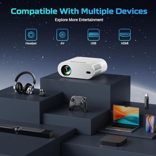 GooDee Smart Viedo Projector 4K with WiFi and Bluetooth, 1000ANSI Brightness Auto Keystone Focus Mini Movie Projector Portable for Home Theather Indoor/Outdoor