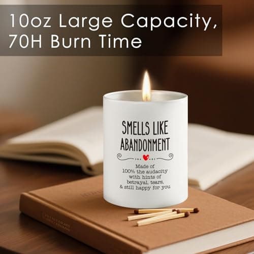 Farewell Retirement Gift for Coworker Friend, 10OZ Funny Leaving Candle Gifts, Moving Away Going Away Goodbye Gifts for Women Coworkers Work Bestie, Smells Like Abandonment Scented Soy Candle