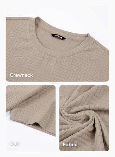 JMIERR Mens T-Shirt Casual Stretch Solid Crewneck Short Sleeve Tees Textured Shirts