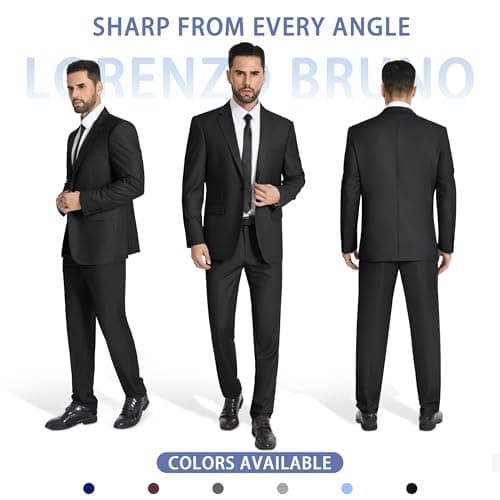 Mens Suit 2 Piece Suits for Men One Button Slim Fit Solid Jacket & Pants Tuxedo Set Business Wedding Party