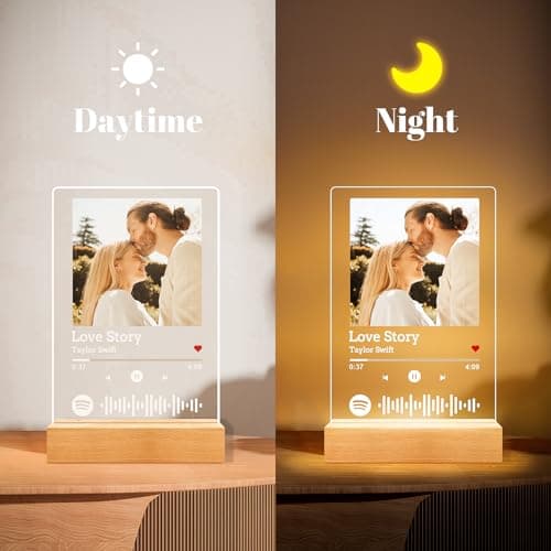 Spotify Plaque Personalized Gifts for Women Men, Custom Music Spotify Song Plaque, Customized Photo Picture Frames, Personalized Anniversary Birthday Gifts for Her Him Boyfriend Girlfriend Couples