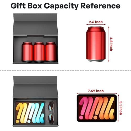 Black Gift Box, 9.5x6x3'' Gift boxes for Presents with Lids Magnetic Closure Rectangle Collapsible for Groomsman Proposal Box, Wedding, Christmas, Halloween, Birthday Gift Packging