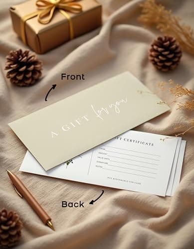 Blank Gift Certificates with Envelopes, 3.5" x 7.25" Blank Gift Certificates for Business, Salon, Spa, Birthday, Mother’s Day or Holiday Gifting, 25 Custom Cards (Floral)