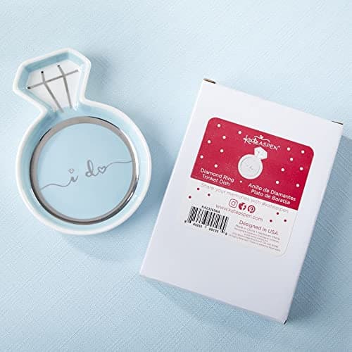 Kate Aspen Diamond Ring Trinket Dish - Jewelry Holder Ring Dish, Engagement Gifts for Couples, Bridal Shower Gifts, Bride to Be or Wedding Ring Dish - Ceramic Something Blue Gift for Bride