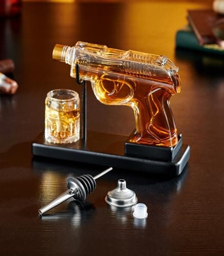 Birthday Gifts for Men Dad, Kollea Gun Whiskey Decanter Sets for Men, Shot Glass, Funny Gift Idea for Him Brother, Liquor Dispenser for Bar, Alcohol, Anniversary, Christmas, Military Present, Cave