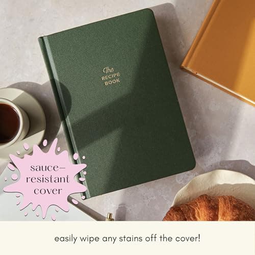 Kunitsa Co. Recipe Notebook - Keepsake Gift, Hardcover Blank Recipe Book to Write In Your Own Recipes with Journaling Prompts About the Chef, 100 Recipes, Dark Pine