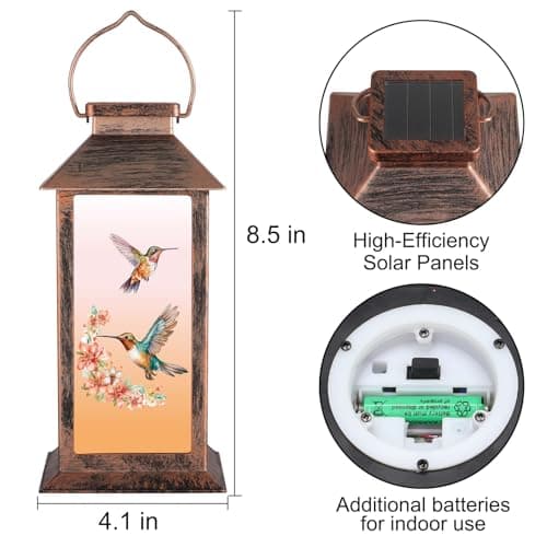Solar Lantern Outdoor Waterproof Hummingbird Garden Decor Birthday Gifts for Women Mom and Grandma Solar LED Plastic Decorative Hanging Light for Yard(Hummingbird )