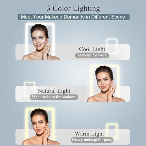 FUNTOUCH Rechargeable Travel Makeup Mirror with 72 Led Lights, Portable Lighted Beauty Mirror, 3 Color Lighting, Dimmable Touch Screen, Tabletop LED Folding Cosmetic Vanity Mirror