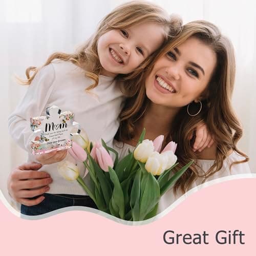 VELENTI Gifts for Mom - Cute Engraved Acrylic Block Puzzles Piece - Adorable Mom Gift from Son, Daughter - Fun Christmas, Mothers Day, Birthday Gift Idea for Mom - Fancy Decoration Piece for Home