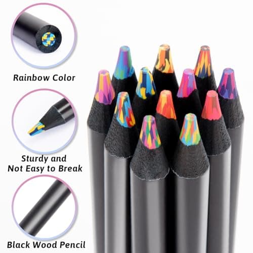 Stocking Stuffers, Art Supplies, 12 Rainbow Colored Pencils, Teen Girl Gifts Trendy Stuff, Art Supplies for Kids 9-12, Gifts for 5-12 Year Old Girl, Arts and Crafts for Kids Ages 8-12