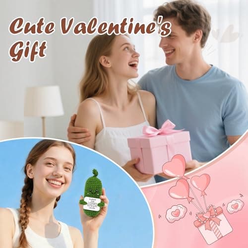 Hoedia Handmade Emotional Pickle Gift, Cucumber Crochet Doll Inspirational Gifts with Cards, Cute Knitted Funny Support Potato Friend Birthday Mothers Day Easter Basket Stuffers (Emotional Pickle)