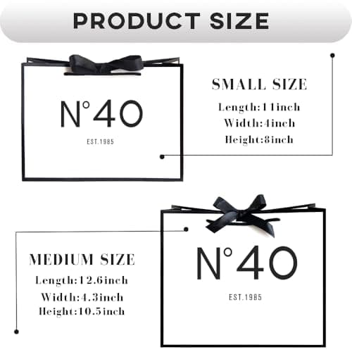 QLSKO 40th Birthday Keepsake Gift Paper Bag for Her Anniversary Party Present Shopping Tote Bags Women 40 Year Old Decorations Idea (1985 40th, Medium (Pack of 1))