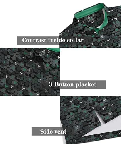 ZITY Men's Golf Shirts Short Sleeve Moisture Wicking Performance Print Patterns Casual Collared Golf Polo Shirt for Men