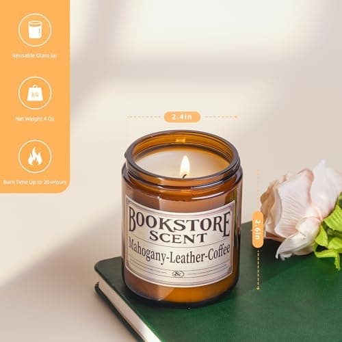 Book Lover Candle, Inspired Gift Ideas for Readers, Birthday, Book Themed Reading Gifts for Women, Bookworm, Librarian, Men
