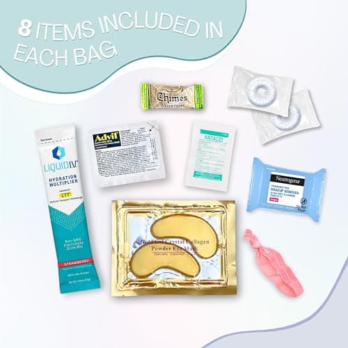 Hangover Kit (1 Pack) Pre Filled Party Favors, Goodie Bags, Gift for Bachelorette, Wedding, 21st Birthday, Girls Trip and All Celebrations