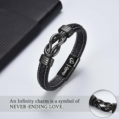 Love You Forever Leather Bracelet Gifts for Men Him Teen Boys, To My Brother Son Grandson Nephew Friend Dad Husband Christmas Birthday Valentines Fathers Day Graduation Back to School Gifts