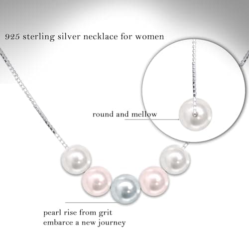 Sereney Birthday Gifts for Girls Women, Sterling Silver Pearl Necklace as 7 9 10 11 13 15 16 18 21 30 40 50 60 Year Old Birthday Gifts, Single Pearl Necklace as Bday Gifts for Friends
