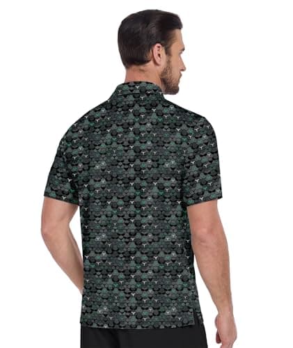 ZITY Men's Golf Shirts Short Sleeve Moisture Wicking Performance Print Patterns Casual Collared Golf Polo Shirt for Men