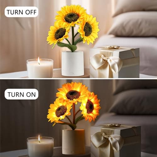 Sunflower Flower Lamp Gifts for Women, Birthday Christmas Ideal Gifts for Women Mom Granddaughter Girlfriend Friend Wife Anniversary Birthday, Bedroom Bar Coffee Shop Sunflower Night Light Lamp Decor