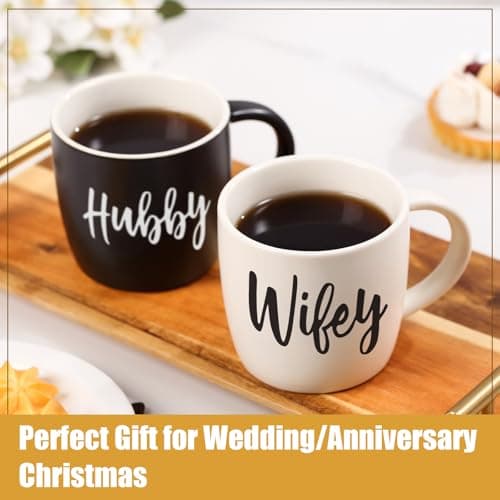 Christmas Gifts for Couples 2025, Wifey Hubby Mugs Set of 2 Coffee Mug, Bridal Shower Gift, Mr and Mrs Coffee Mug, Wedding Couples Gift for Bride Groom, Thanksgiving Gifts
