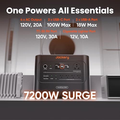 Jackery HomePower 3000 Portable Power Station with 2x 200W Solar Panels, 3600W (Surge 7200W) Output, 3072Wh LFP Battery Solar Generator, Essential Backup for Home Use, Power Outage, RV, Emergencies