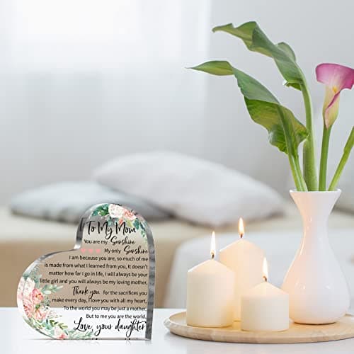 Jetec Mothers Day Gifts Acrylic Mom Birthday Sign Plaque Presents from Daughter Son Grateful Birthday Christmas Valentines Gifts, 5.91 x 5.91 x 0.55 Inches(to My Mother)