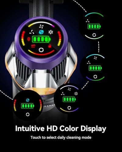 Cordless Vacuum Cleaner, Upgraded 55KPA 650W 70Mins Stick Vacuum with Hurricane Mode, Self-Standing, Touch Screen, 1.8L Dust Cup, Anti-tangle Wireless Vacumm, Vacuum Cleaners for Home/Pet Hair/Carpets