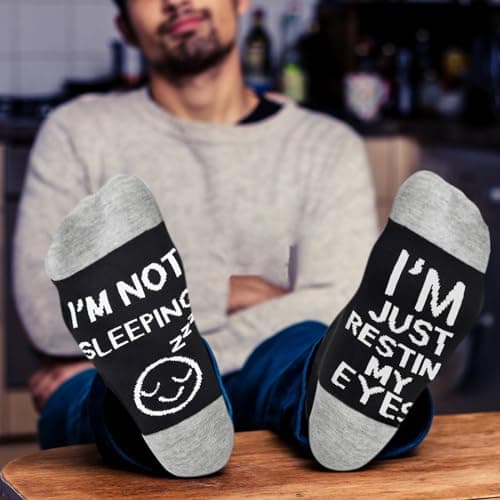 Dealswin Birthday Gifts for Men Dad Fathers Him Husband, I'm Not Sleeping I'm Just Resting My Eyes Socks