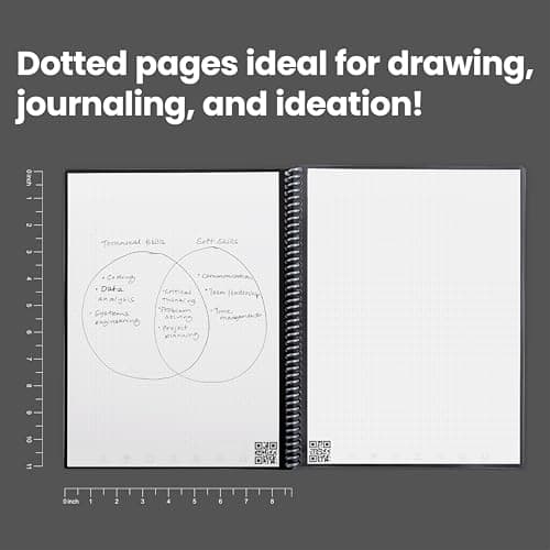 Rocketbook Core Reusable Spiral Notebook, Letter Size 8.5x11, Black - Dotted Pages, App-Connected, Erasable, Durable Cover, Ideal for School, Work, and Creative Projects