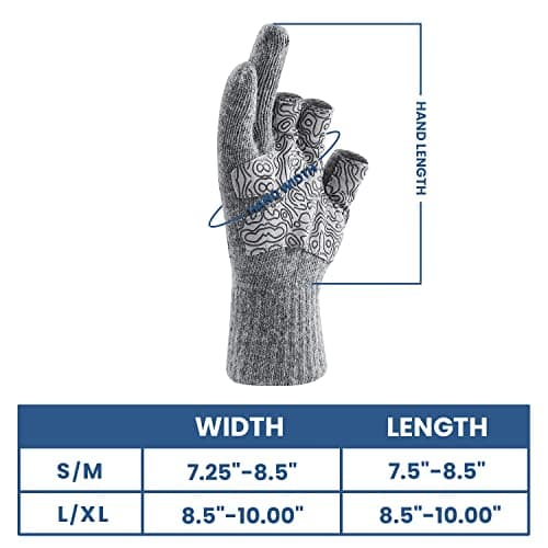 Palmyth Wool Fishing Gloves 3-Cut Fingers Warm for Men and Women Cold Weather Fingerless Gloves for Winter Fly Fishing