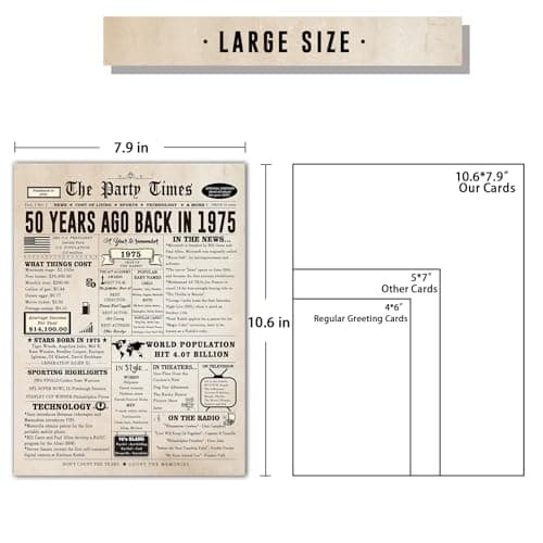 Ziwenhu Large 50 Years Old Birthday Gifts for Women Men,Happy 50th Birthday Card for Husband Wife,50 Anniversary Card Gifts for Mom Dad,50th Birthday Decorations