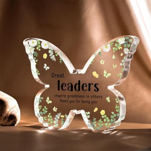 Boss Christmas Gifts, Boss Lady Gifts for Women, 5x3.8x0.5 Inch Butterfly Acrylic Plaque Decor, Birthday Retirement Leaving Going Away Boss Day Christmas Gift for Female Boss Leaders Manager