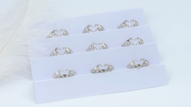 925 Sterling Silver Heart Claddagh Rings for Women Teens, Adjustable White Gold Plated Ring Friendship Promise Love Heart Jewelry Rings Mothers Day Valentines Holiday Gifts for Women Friends