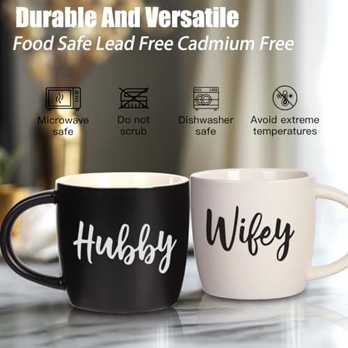 Christmas Gifts for Couples 2025, Wifey Hubby Mugs Set of 2 Coffee Mug, Bridal Shower Gift, Mr and Mrs Coffee Mug, Wedding Couples Gift for Bride Groom, Thanksgiving Gifts