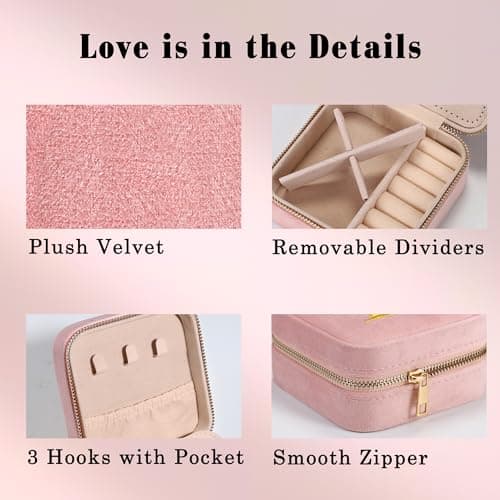 Parima Gifts for Girls - Gifts for Kids, Girl Gift Idea, 6 7 8 9 10 11 12 13 14 15 16 Year Old Girl Birthday Gifts, Teen Girl Gifts Trendy Stuff Travel Jewelry Case Box - Letter A, Pink