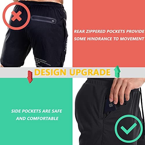 JWJ Mens 2 in 1 Running Shorts Quick Dry Gym Athletic Workout Clothes with Side Pockets