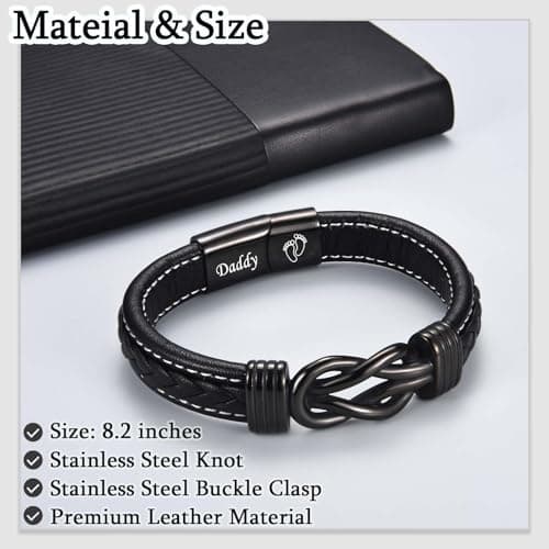 Love You Forever Leather Bracelet Gifts for Men Him Teen Boys, To My Brother Son Grandson Nephew Friend Dad Husband Christmas Birthday Valentines Fathers Day Graduation Back to School Gifts